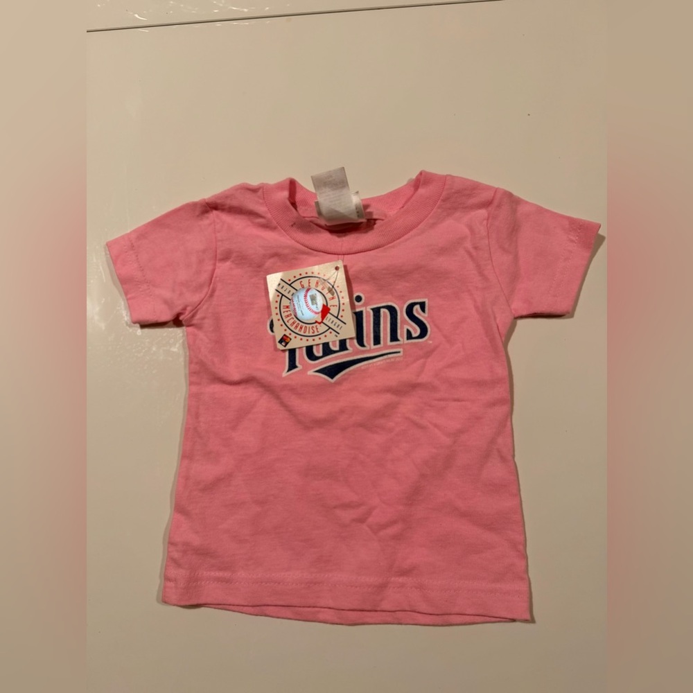 soft as a grape twins pink tshirt/ 12m nwt